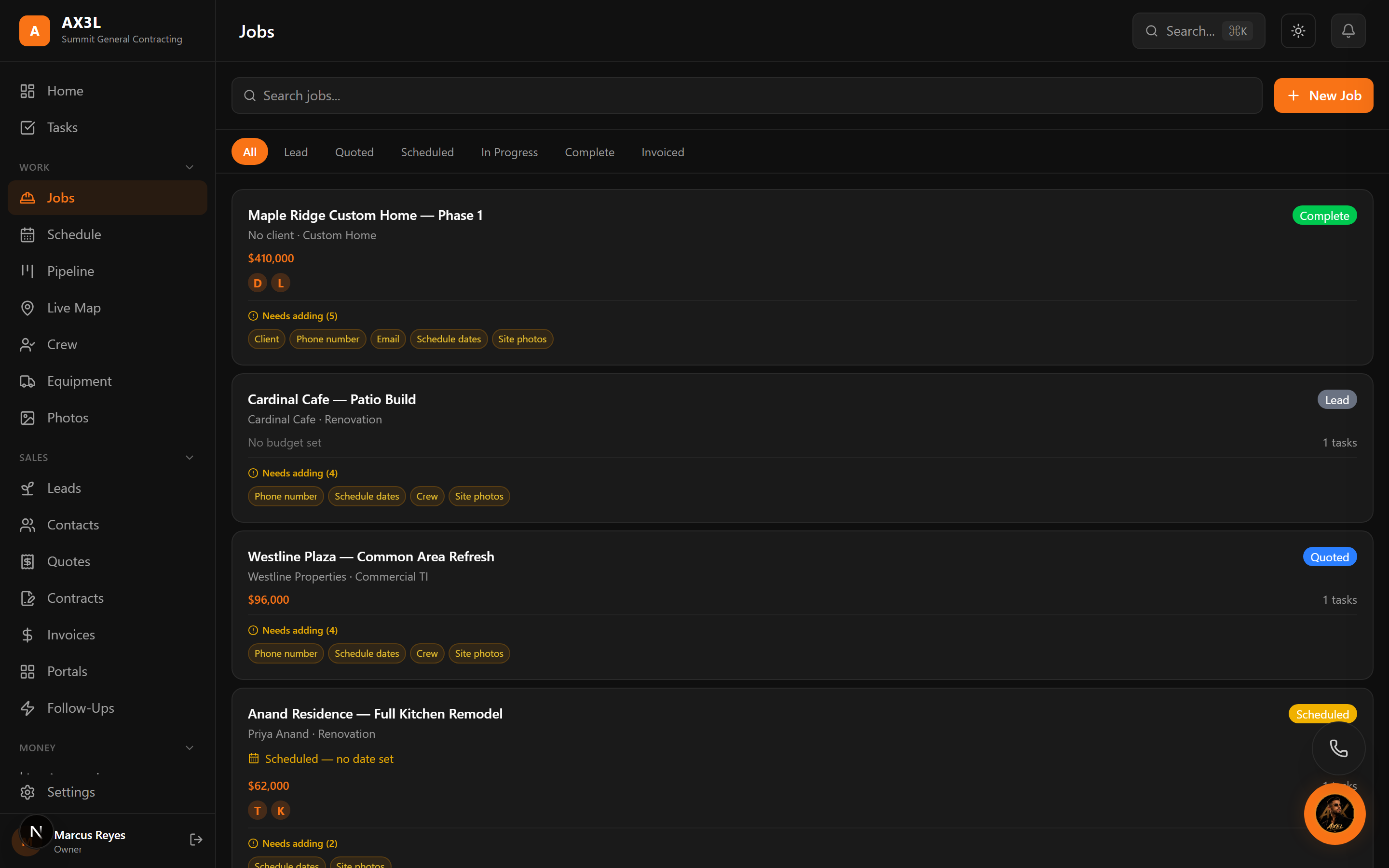 AX3L jobs screen